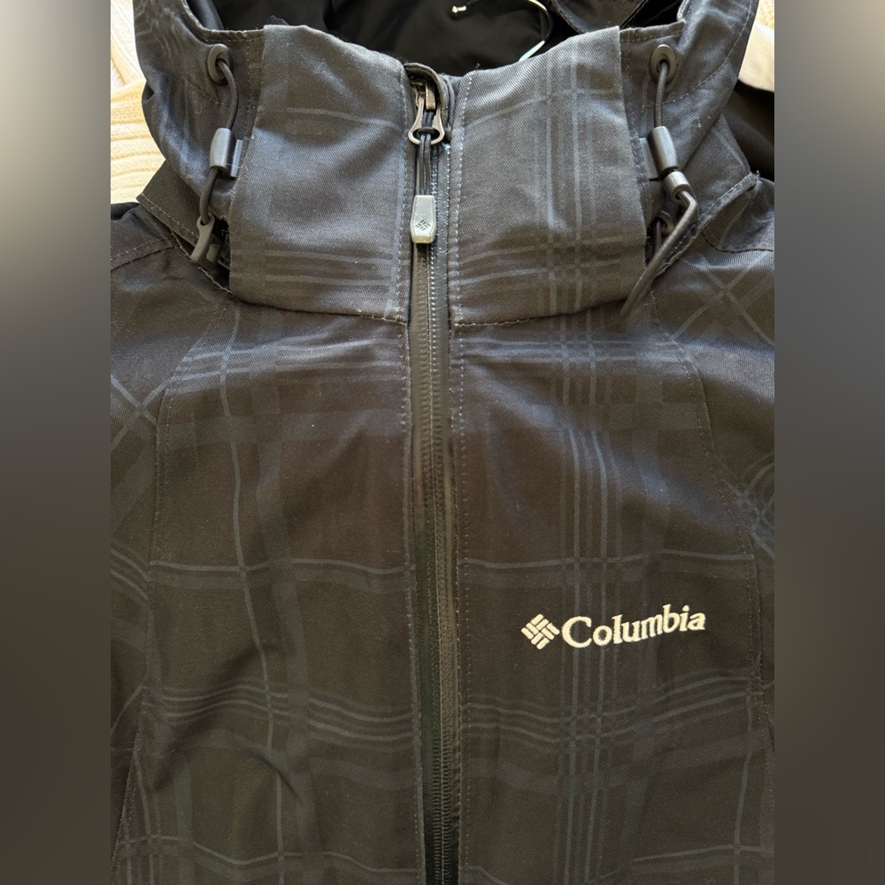 Columbia Whirlibird Omni-Heat Waterproof Hooded Jacket Black Plaid Shell Small - Picture 2 of 7